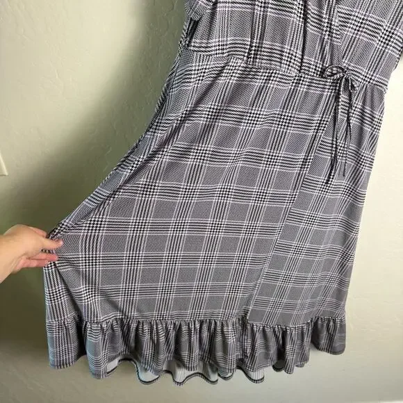 Torrid Purple Houndstooth Plaid Midi Studio Wrap Dress 2X 18491205 - Picture 4 of 15
